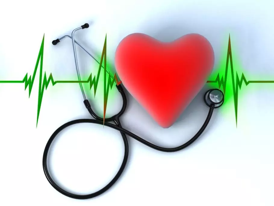 Стетоскоп и рисунок сердца с пульсом