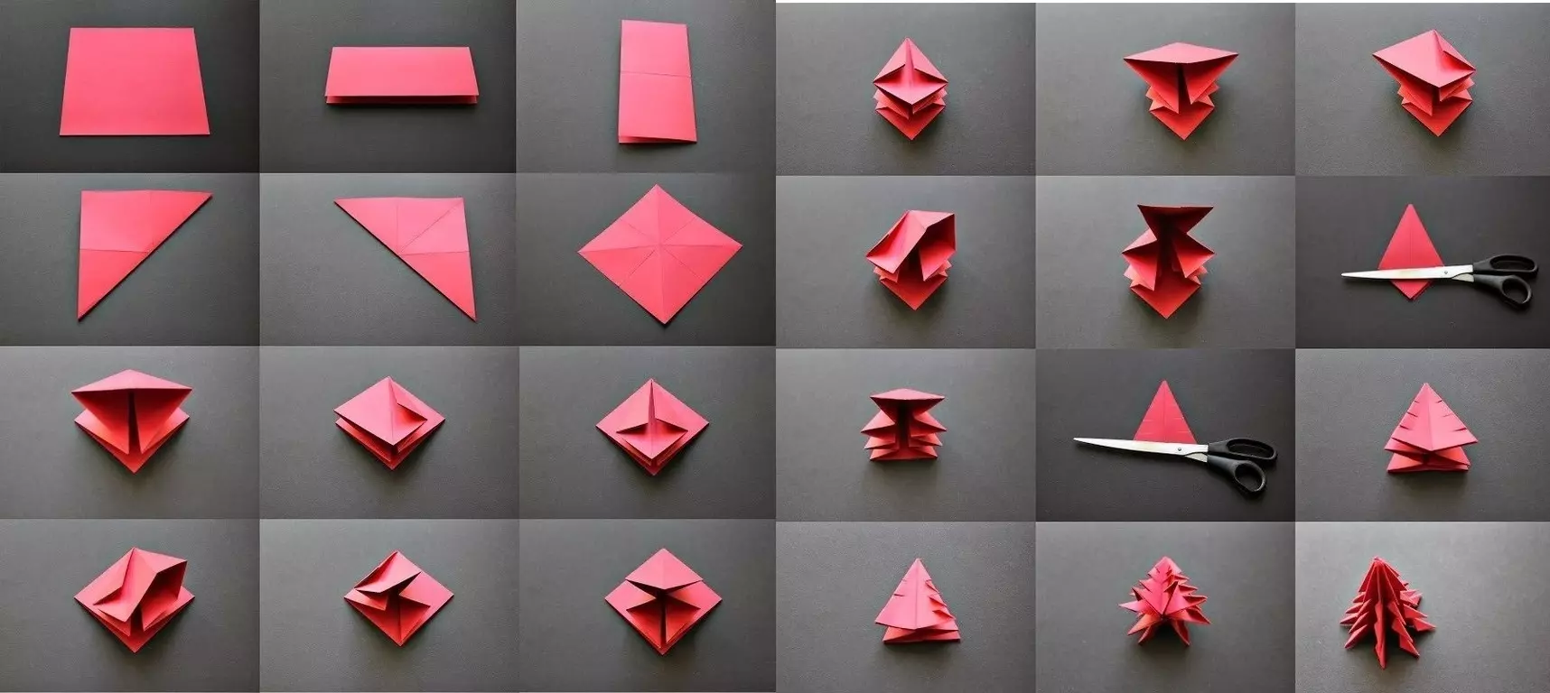 Изготовление елочки в технике оригами из бумаги